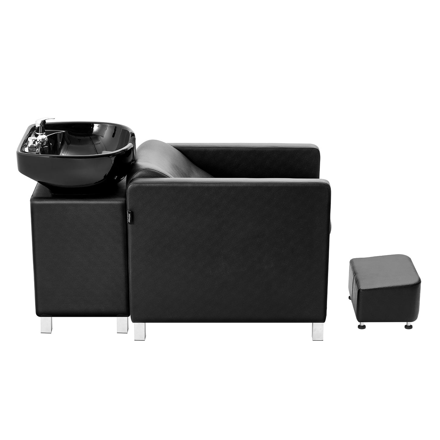 Shampoo-Waschstuhl, 300 kg Tragkraft, Salon- und Spa-Haarwaschstation, Shampoo-Becken und Stuhl für Friseure, Beauty-Spa-Massage-Friseurausstattung mit Keramikbecken und breiter Fußstütze