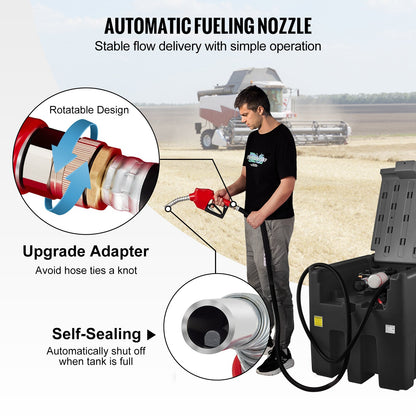 Portable Diesel Tank, 439.1 L Capacity & 37.85 L/min Flow Rate, Diesel Fuel Tank with 12V Electric Transfer Pump and 399.3 cm Rubber Hose, PE Diesel Transfer Tank for Easy Fuel Transportation, Black