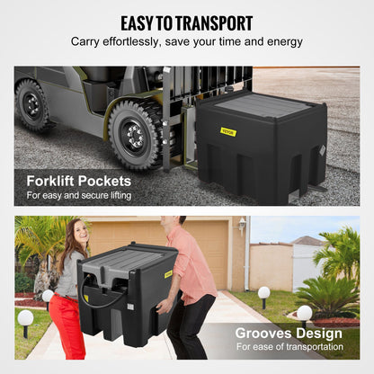 Portable Diesel Tank, 439.1 L Capacity & 37.85 L/min Flow Rate, Diesel Fuel Tank with 12V Electric Transfer Pump and 399.3 cm Rubber Hose, PE Diesel Transfer Tank for Easy Fuel Transportation, Black