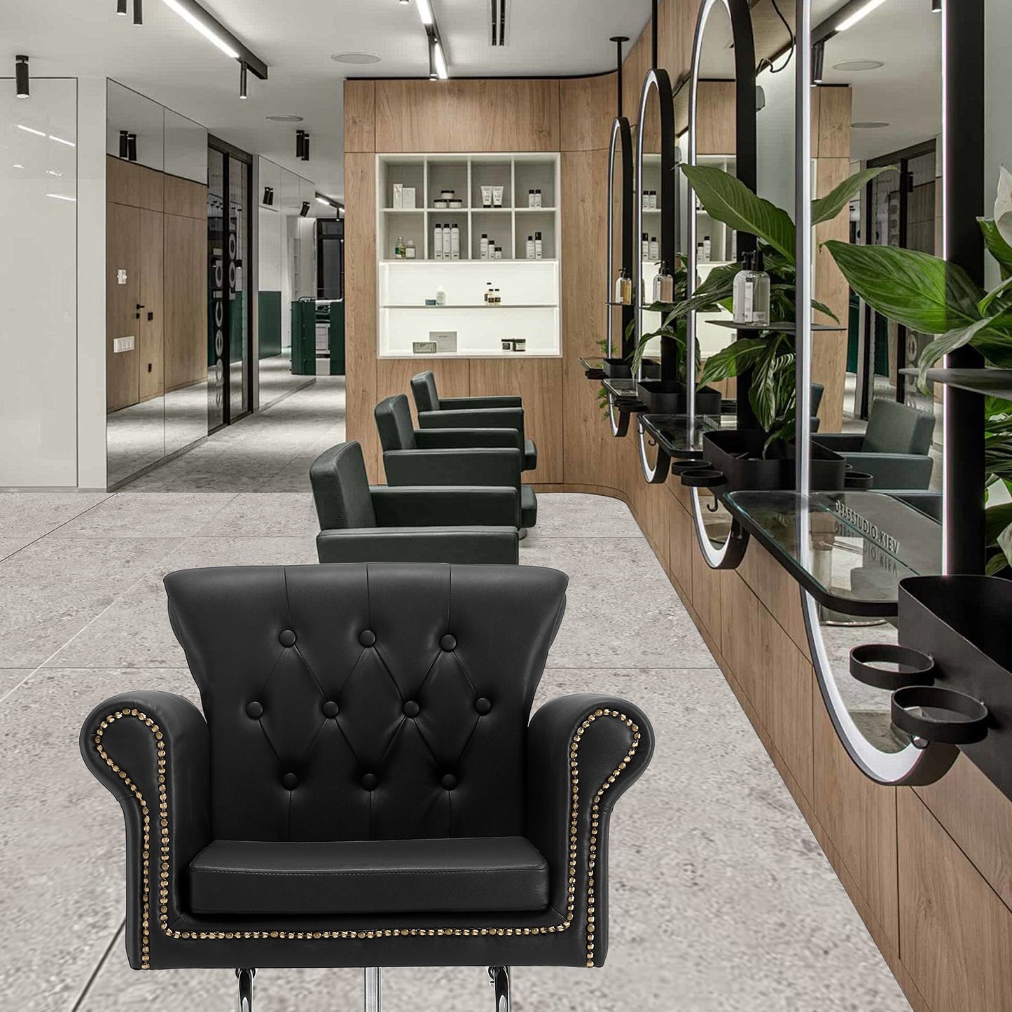 Salon Chair, Barber Chair for Hair Stylist, Styling Chair with Heavy Duty Hydraulic Pump, 360° Swivel Hair Salon Chair with Footrest for Beauty Spa Shampoo, Max Load Weight 330 lbs, Black