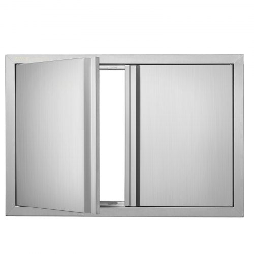 Zugangstür für Grillküchen, 774 x 532 mm, Doppeltür aus Edelstahl, flächenbündig montiert, vertikale Wandtür mit eingelassenen Griffen, für Grillinseln, Grillstationen und Außenschränke