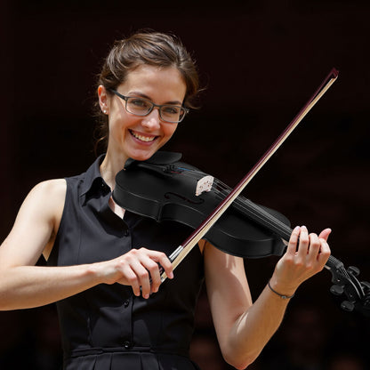 Violine 355 mm Größe 4/4 Geigenset aus Massivholz für Anfänger mit Koffer und Kolophonium schwarz