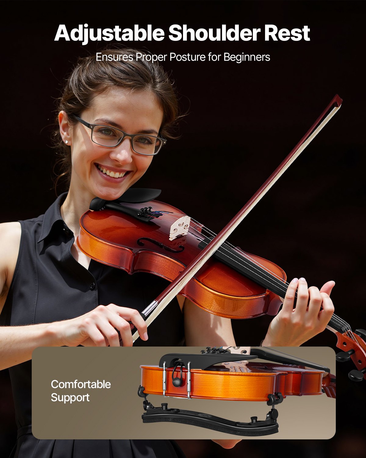 Violine 4/4, 355 mm, Geigenset in voller Größe, Massivholz, für Anfänger, glänzend braun
