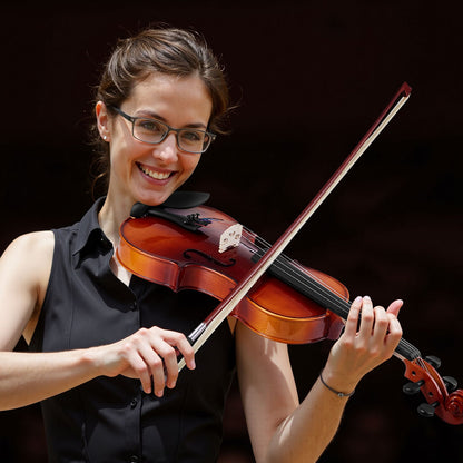 Violine 4/4, 355 mm, Geigenset in voller Größe, Massivholz, für Anfänger, glänzend braun