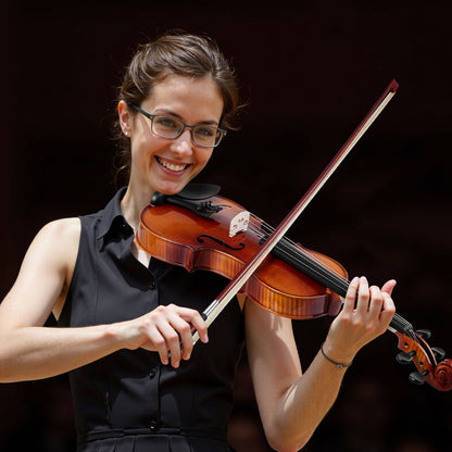 Violine 4/4, 355 mm, Geigenset aus Massivholz für Anfänger, glänzend braun gemustert