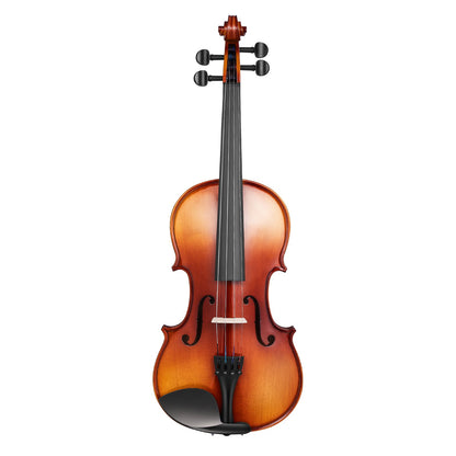 Violine 4/4, 355 mm, Geigenset aus Massivholz für Anfänger, glänzend braun gemustert