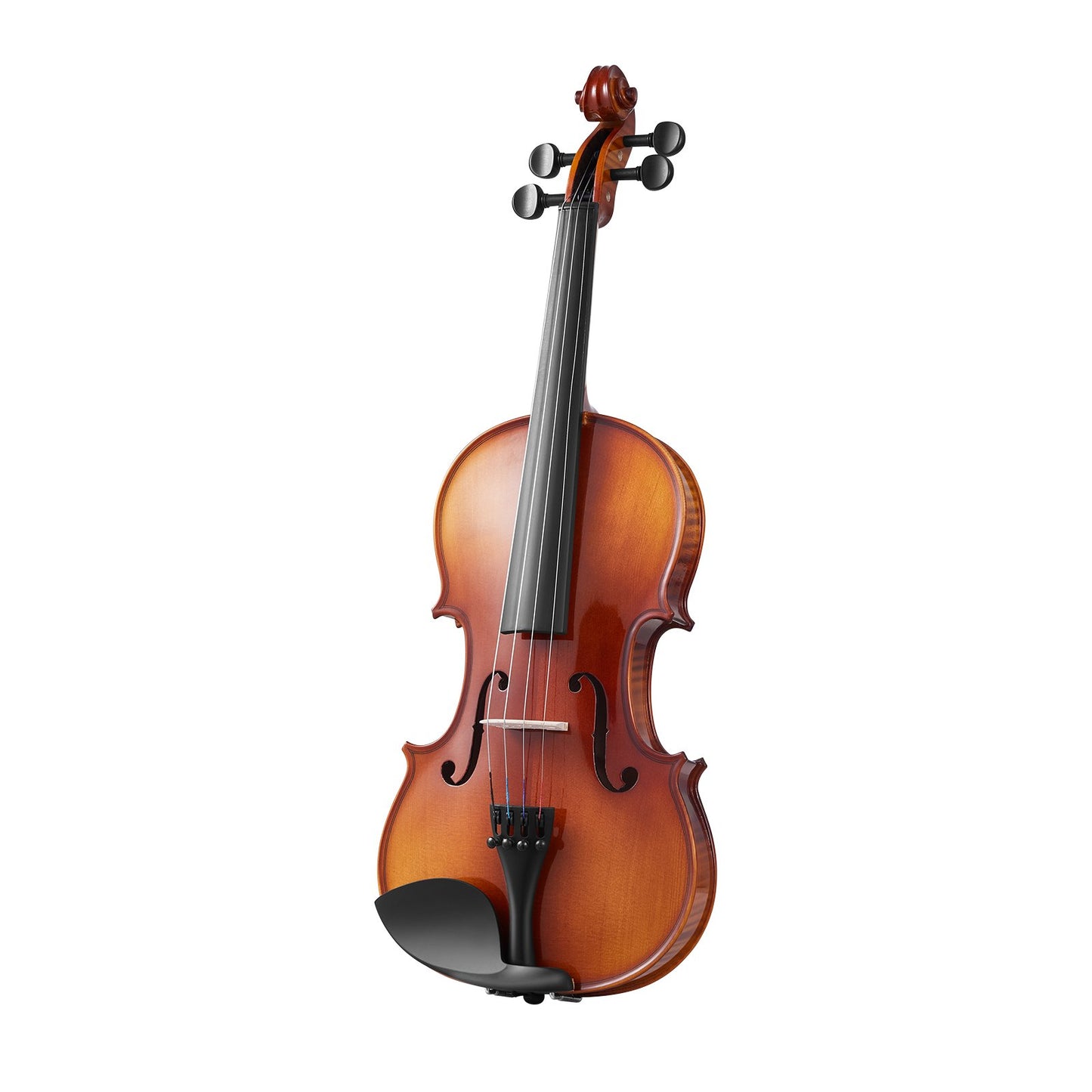 Violine 4/4, 355 mm, Geigenset aus Massivholz für Anfänger, glänzend braun gemustert