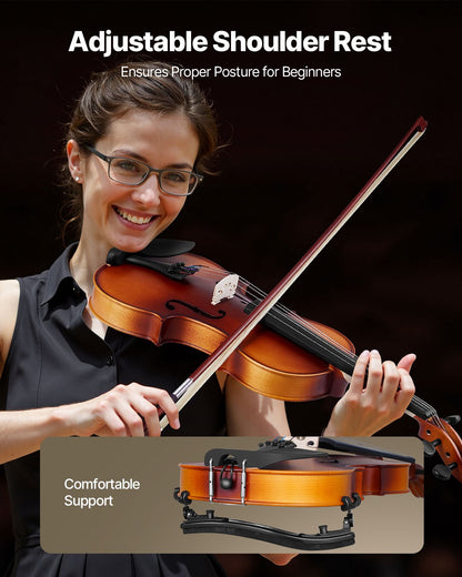 Violine 4/4, 355 mm, Geigenset in voller Größe, Massivholz, für Anfänger, mattbraun