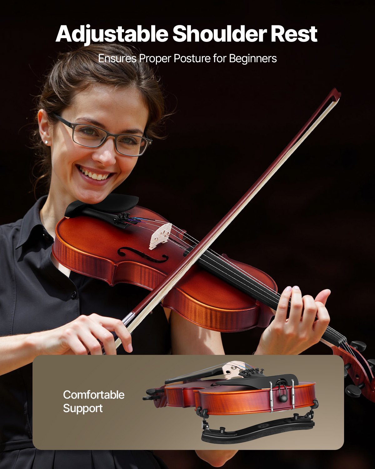 Violine 4/4, 355 mm, Massivholz, für Anfänger, mattbraun gemustert