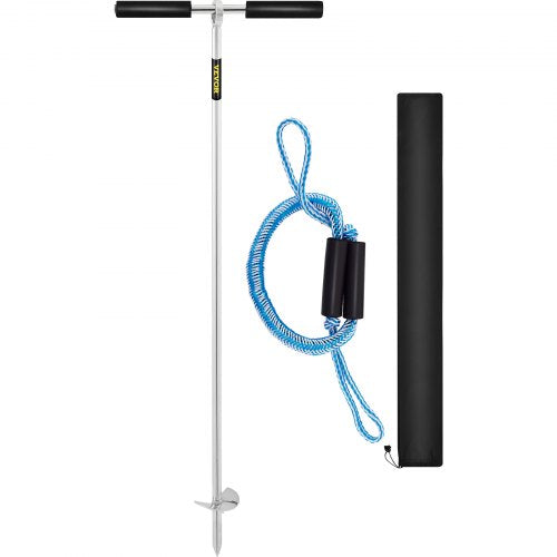 Sand Anchor, 36\" Length Auger to The Beach and Sandbar, 316 Stainless Steel Screw Anchor with Removable Handle, Bungee Line & Carry Bag, for Jet Ski PWC Pontoon Kayak