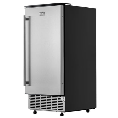 Undercounter Built-in Ice Maker, 80 Lbs/Day Under Counter Ice Maker Machine with Reversible Door Stainless Steel, Freestanding Ice Maker for Commercial Home Kitchen, Electric Drainage