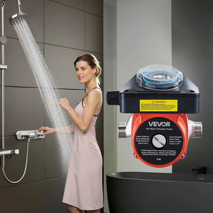 Warmwasserzirkulationspumpe mit Zeitschaltuhr, 38 l/min Sofort-Zirkulationspumpen-Set, Zirkulationssystem, 100 W, Wechselstrom 220–240 V, G3/4-Zoll-auf-G1/2-Zoll-Anschluss, für Boiler und Solarwarmwasserbereiter