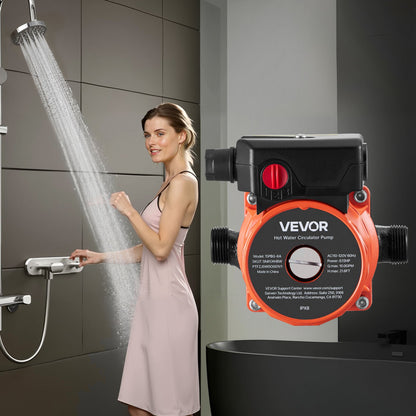 Warmwasserzirkulationspumpe, 38 l/min, Durchlauferhitzer, 3-stufige Regelung, 100 W, 220–240 V Wechselstrom, Adapter G3/4" auf G1/2", Gusseisenkopf, für Warmwasserbereiter