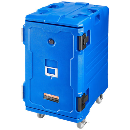 Insulated Food Pan Carrier, 127 Qt Hot Box for Catering, Food Box Carrier with Double Buckles, Front Loading Food Warmer with Handles, End Loader with Wheels for Restaurant, Canteen