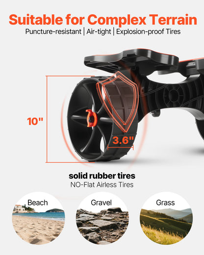 Kayak Cart, 136.1 kg Load Capacity, Foldable Kayak Trolley with 25.4 cm Solid Rubber Tires & 1 Ratchet Strap, Paddle Board Trolley for Carrying Kayaks, Canoes, Paddleboards, Float Mats,Jon Boats