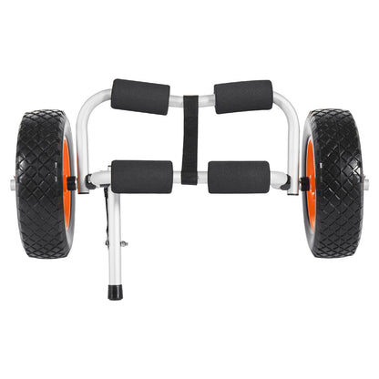 Kajakwagen, 90 kg Tragkraft, faltbarer Kajakwagen mit 25,4 cm Vollgummireifen und 1 Ratschengurt, Paddleboard-Wagen zum Transport von Kajaks, Kanus, Paddleboards, Schwimmmatten und Jon-Booten