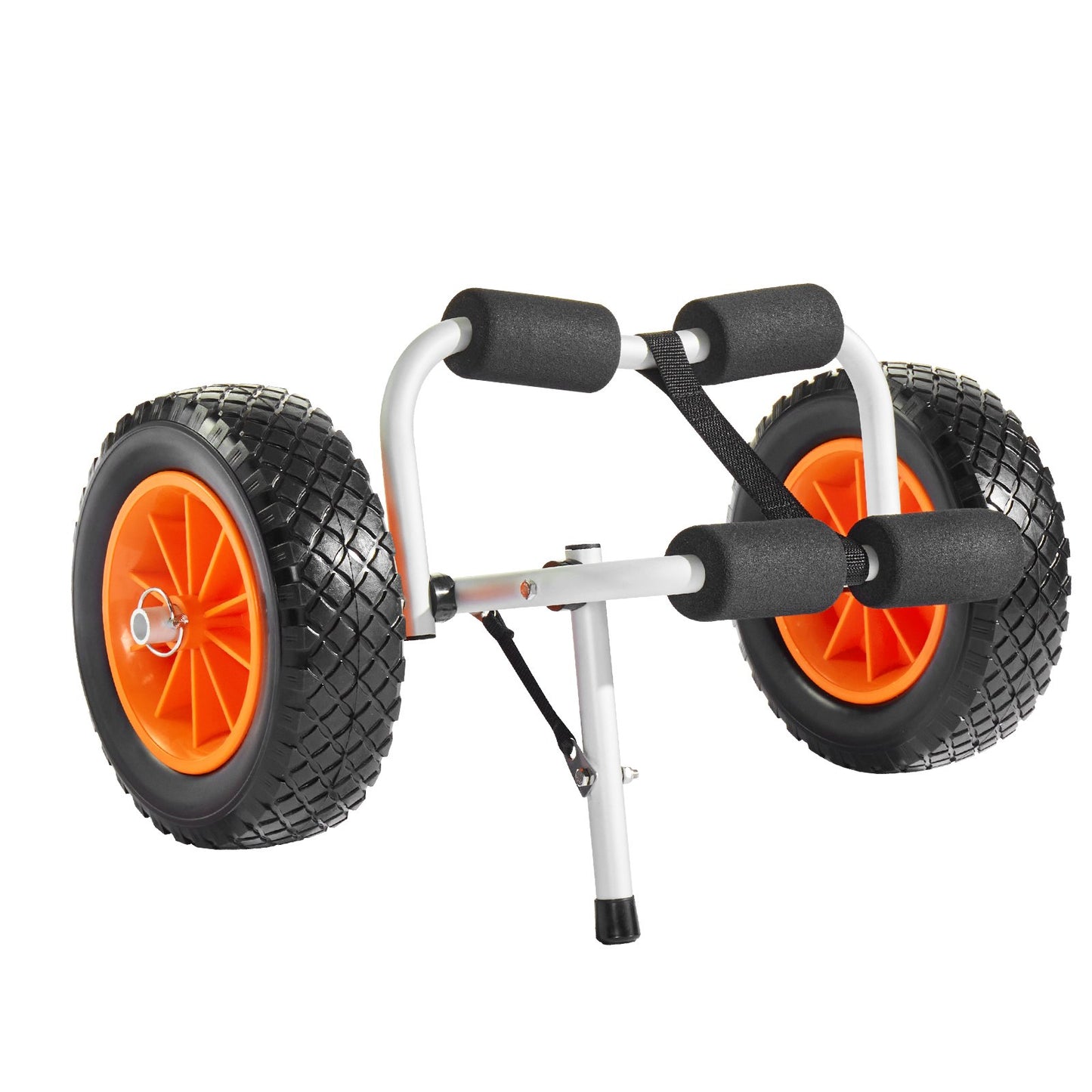 Kajakwagen, 90 kg Tragkraft, faltbarer Kajakwagen mit 25,4 cm Vollgummireifen und 1 Ratschengurt, Paddleboard-Wagen zum Transport von Kajaks, Kanus, Paddleboards, Schwimmmatten und Jon-Booten