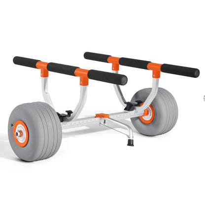 Kayak Cart, 158.8 kg Load Capacity, Kayak Trolley with 30.5 cm Inflatable PU Tires & 2 Straps, Assembles & Disassembles Within Seconds, Paddle Board Trolley for Carrying Kayaks and Canoes