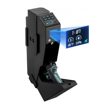 Gun Safe, Slider Handgun Gun Safe with Screen, Fingerprint/Password/Key, 3-Way Quick Access Firearm Case Box with LED for 1 Pistol & Magazine, Mounted Gun Box for Nightstand Bedside Desk Car