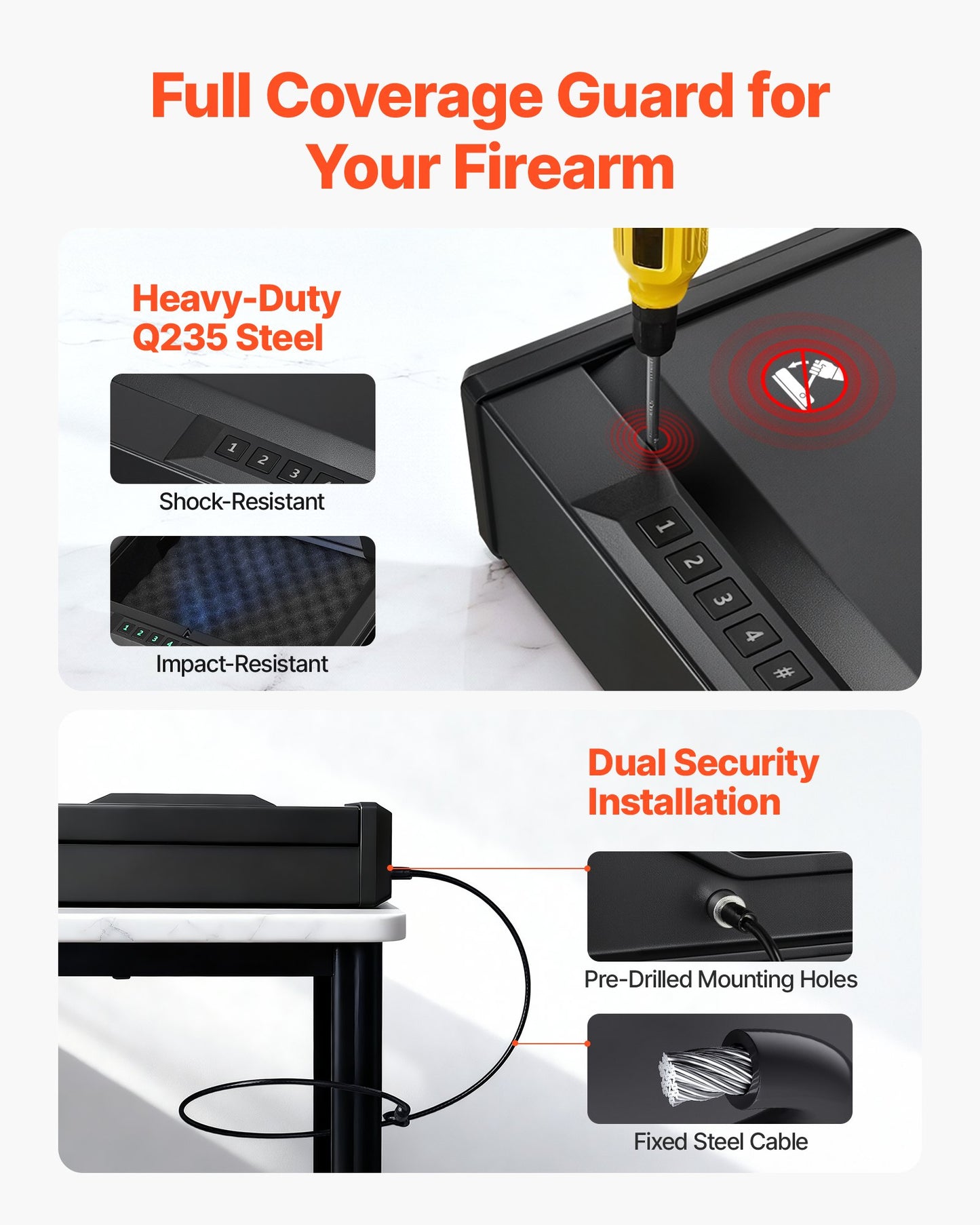 Gun Safe, Heavy Duty Handgun Safe with Fingerprint/Password/Key, 3-Way Quick Access Firearm Case Box with Lighting for 2 Pistols & 2 Magazines, Pistol Gun Box for Nightstand Bedside Desk Car