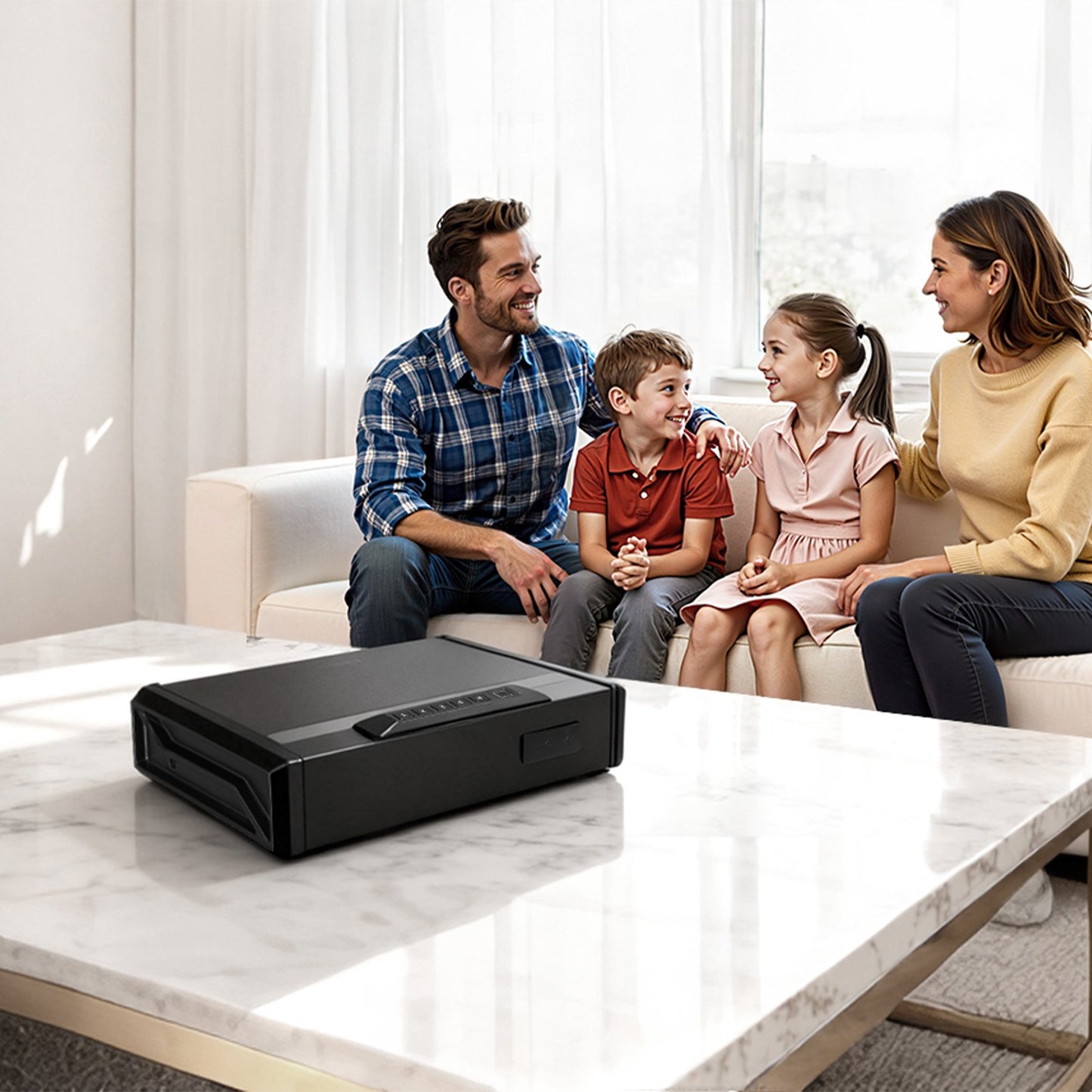 Gun Safe, Heavy Duty Handgun Safe with Fingerprint/Password/Key, 3-Way Quick Access Firearm Case Box with Lighting for 2 Pistols & 2 Magazines, Pistol Gun Box for Nightstand Bedside Desk Car