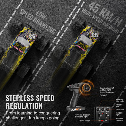 Remote Control Car, 1:18 Scale RC Car for Kids, All Terrain 4WD Off-Road Truck with 45° Wheelie & Adjustable Speed, 45 km/h High-Speed Hobby RC Racing Car Toy, Ideal Gift for 8+ Year Kids, IPX4