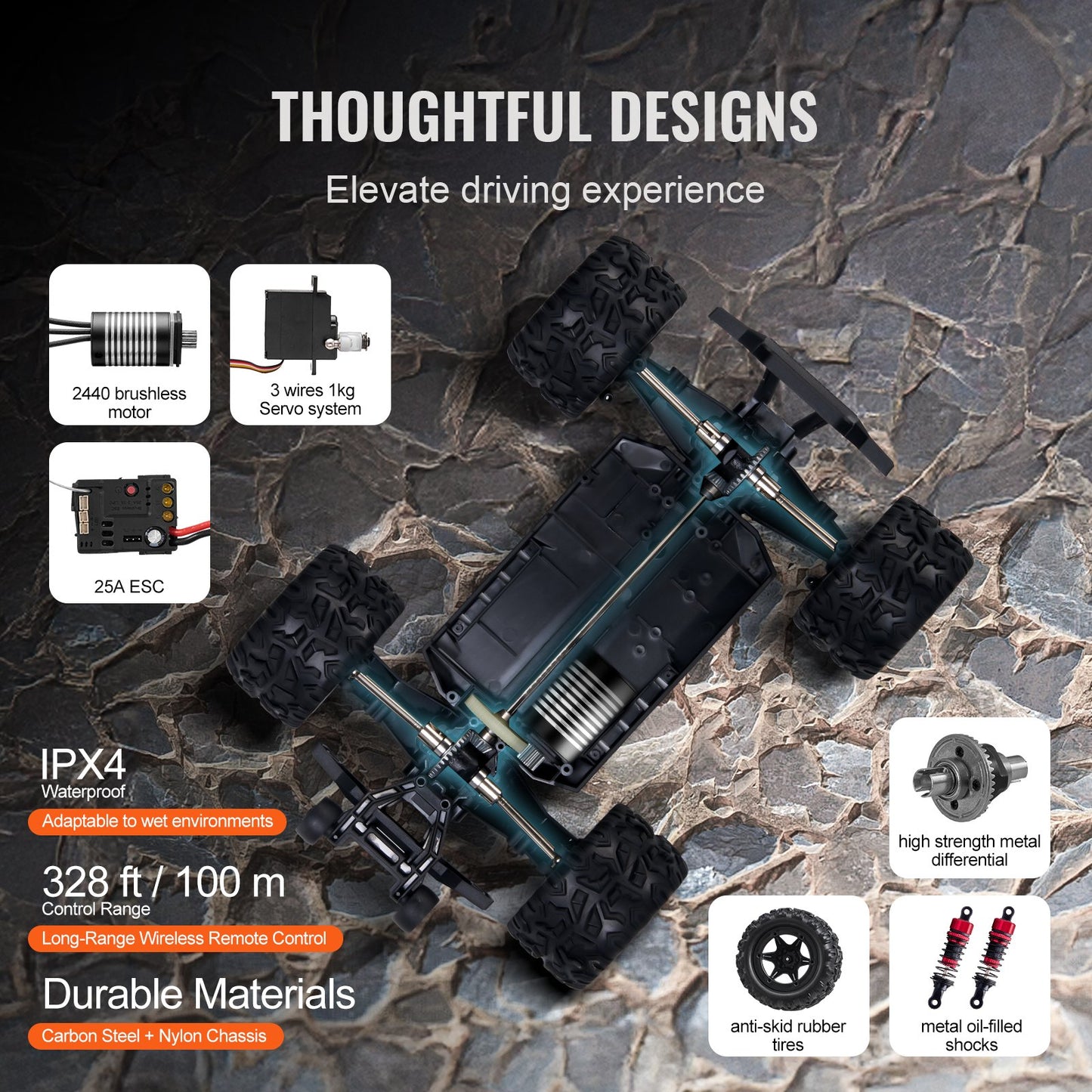 Remote Control Car, 1:18 Scale RC Car for Kids, All Terrain 4WD Off-Road Truck with 45° Wheelie & Adjustable Speed, 45 km/h High-Speed Hobby RC Racing Car Toy, Ideal Gift for 8+ Year Kids, IPX4