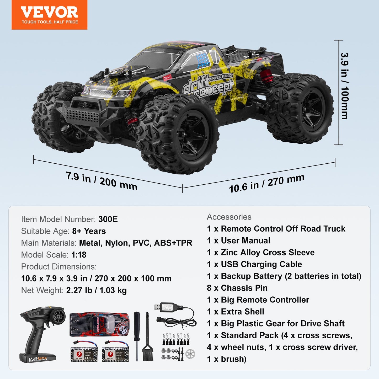 Remote Control Car, 1:18 Scale RC Car for Kids, All Terrain 4WD Off-Road Truck with 45° Wheelie & Adjustable Speed, 45 km/h High-Speed Hobby RC Racing Car Toy, Ideal Gift for 8+ Year Kids, IPX4