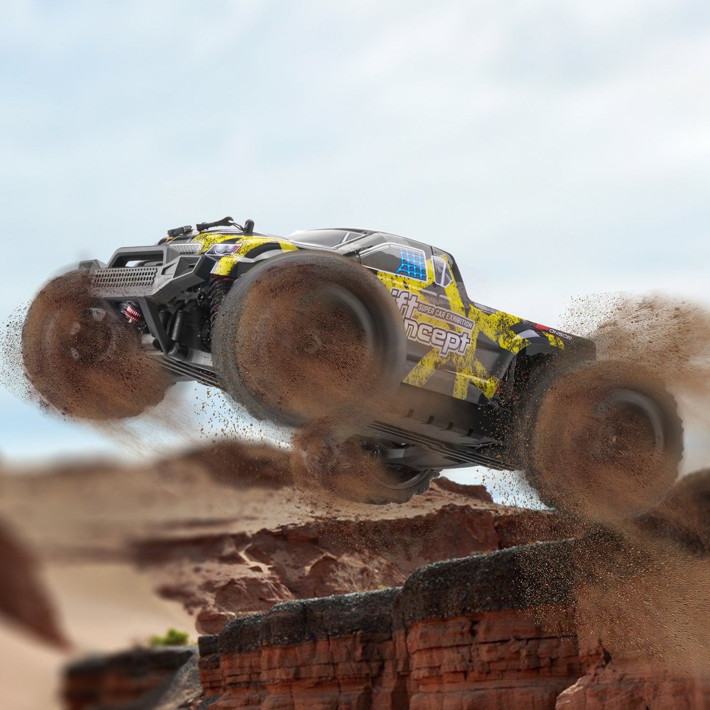 Remote Control Car, 1:18 Scale RC Car for Kids, All Terrain 4WD Off-Road Truck with 45° Wheelie & Adjustable Speed, 45 km/h High-Speed Hobby RC Racing Car Toy, Ideal Gift for 8+ Year Kids, IPX4