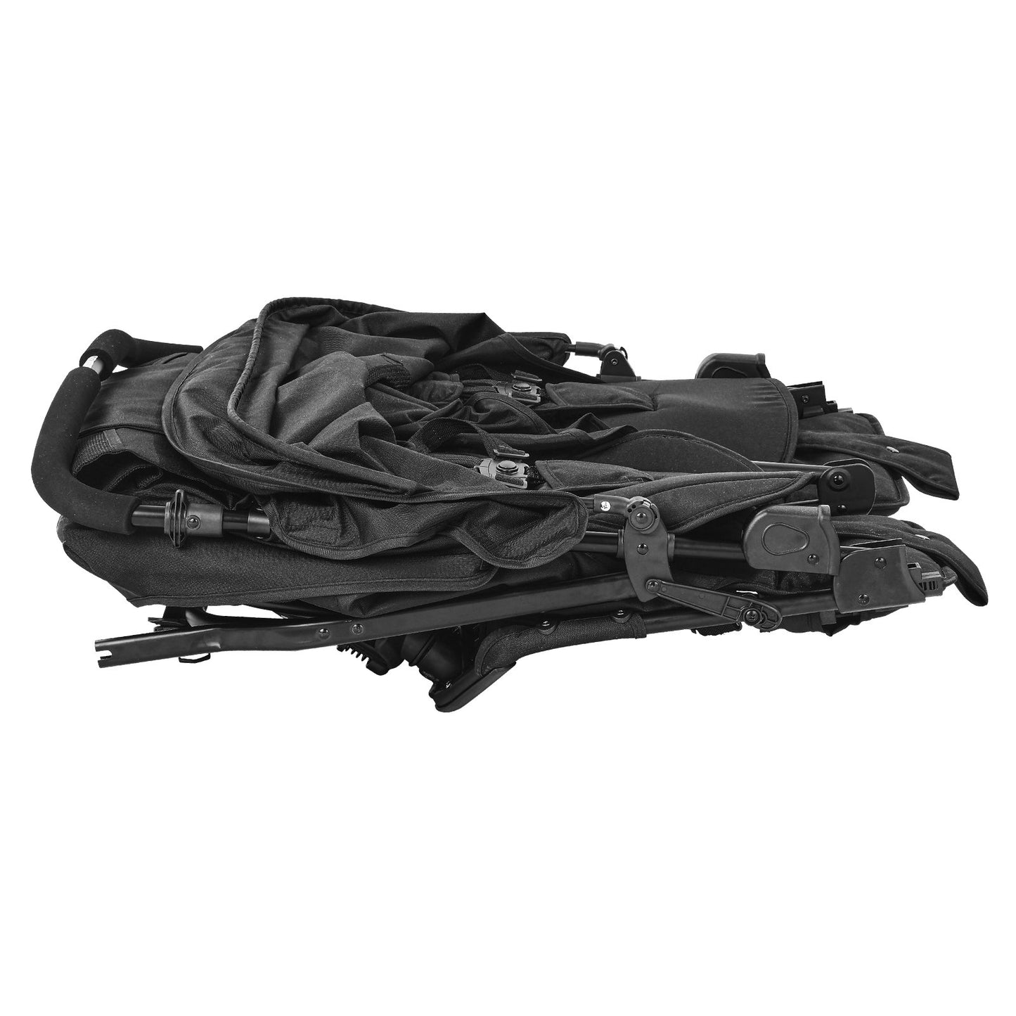 Doppelkinderwagen, nebeneinander, faltbarer, leichter Zwillingskinderwagen mit Tandemsitzen, verstellbarer Fußstütze/drehbarem Schiebegriff, Rundum-Sicherheitsgurt, Aufbewahrungskorb, für Neugeborene und Kleinkinder (Schwarz)