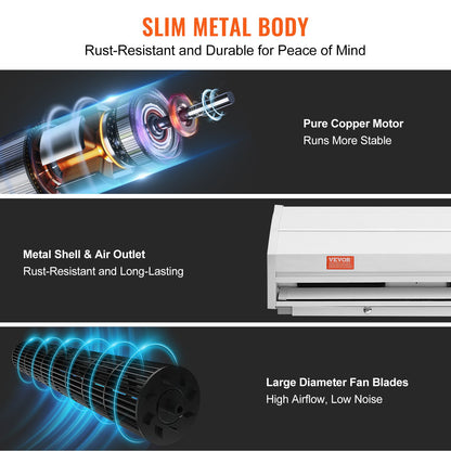 0.9m Commercial Indoor Air Curtain Super Power 2 Speeds 1528m³/h, UL Certified Wall Mounted Air Curtains for Doors, Indoor Over Door Fan with Heavy Duty Limit Switch, Easy-Install Unheated