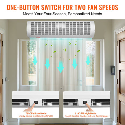 0.9m Commercial Indoor Air Curtain Super Power 2 Speeds 2038m³/h, UL Certified Wall Mounted Air Curtains for Doors, Indoor Over Door Fan with Heavy Duty Limit Switch, Easy-Install Unheated