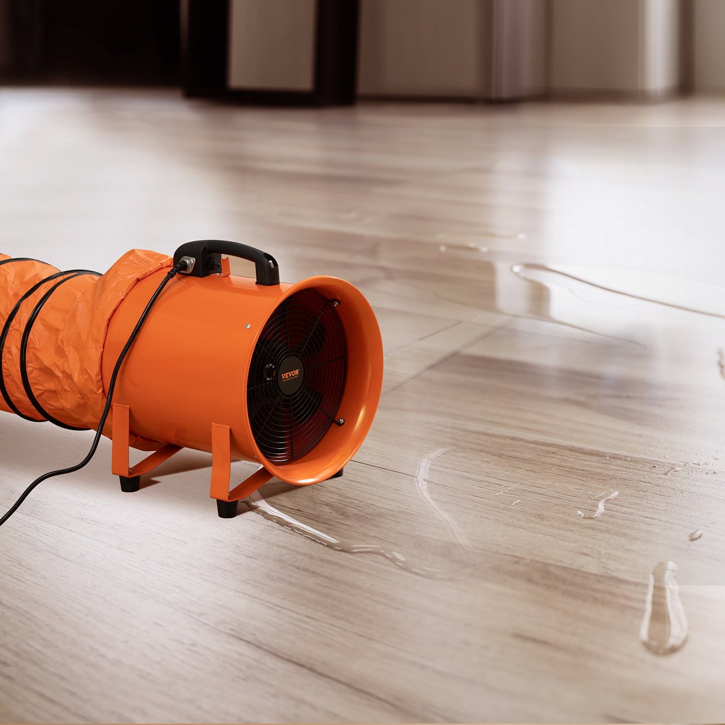 25.4cm Portable Ventilator, 2 Speed Industrial Utility Blower Fan with 10m Flexible Duct Hose, Exhaust Axial Fan for Basements, Workshops, Warehouses , and Confined Spaces, Orange