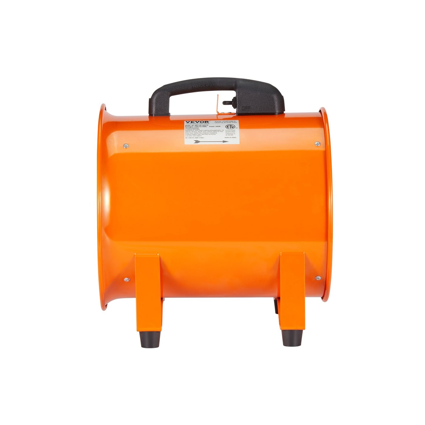 25.4cm Portable Ventilator, 2 Speed Industrial Utility Blower Fan with 10m Flexible Duct Hose, Exhaust Axial Fan for Basements, Workshops, Warehouses , and Confined Spaces, Orange