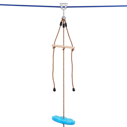 Zipline Kit for Kids and Adult, 52 ft Zip Line Kits Up to 500 lb, Backyard Outdoor Quick Setup Zipline, Playground Entertainment with Zipline, Nylon Safety Harness, Seat, and Handlebar