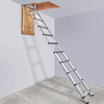 Attic Ladder Telescoping, 158.8 kg Capacity, 100 cm x 60 cm, Multi-Purpose Aluminium Extension, Lightweight and Portable, Fits 3m-3.2m Ceiling Heights, Convenient Access to Your Attic Standard