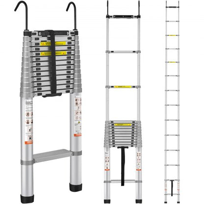 Telescoping Ladder Aluminum Extension Step 563.9 cm Multi-purpose Portable