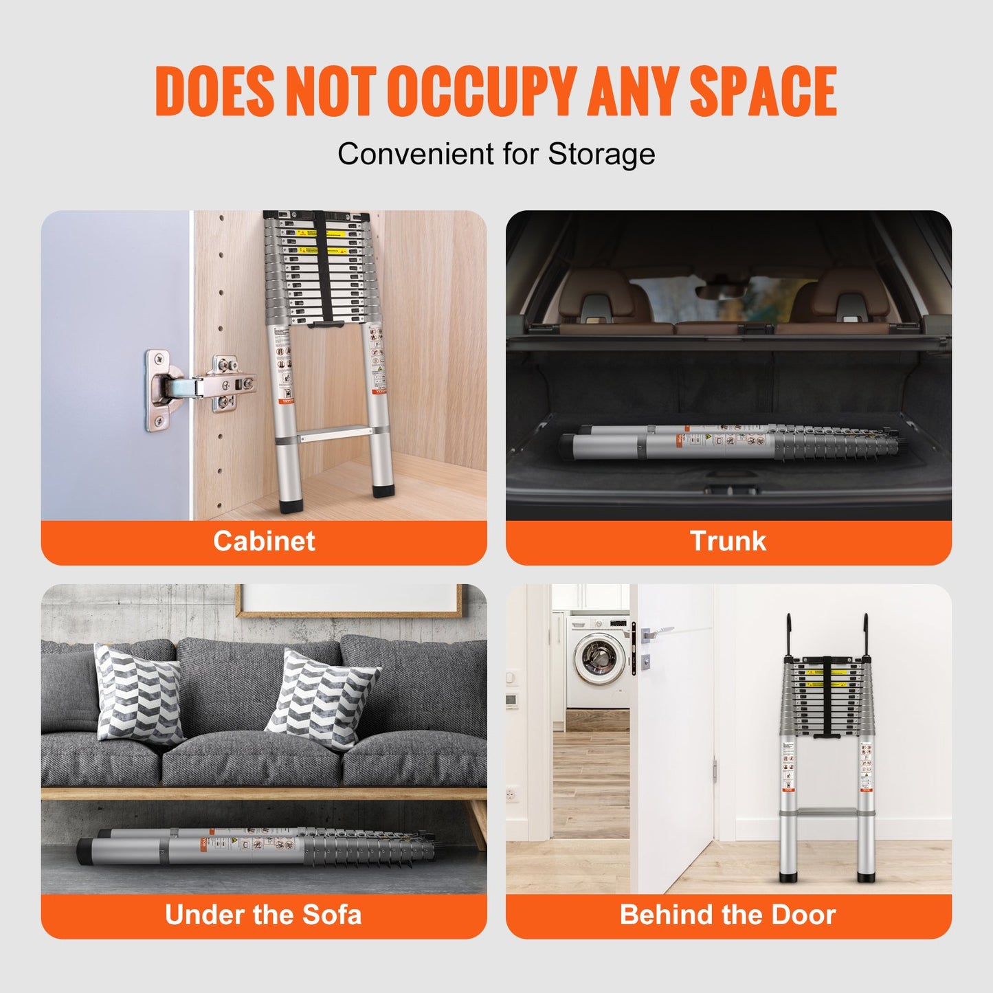 Telescoping Ladder Aluminum Extension Step 563.9 cm Multi-purpose Portable