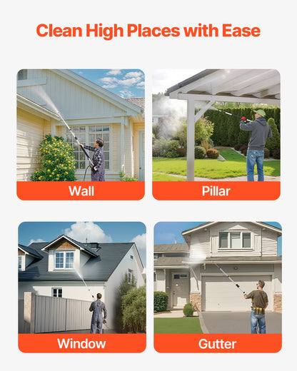 Pressure Washer Telescoping Wand, 24 ft, 4000 psi, Telescopic Spray Wand with Power Washer Extension Wands, Gutter Cleaner, Pivoting Coupler, 7 Spray Nozzle Tips and Adjustable Support Harness