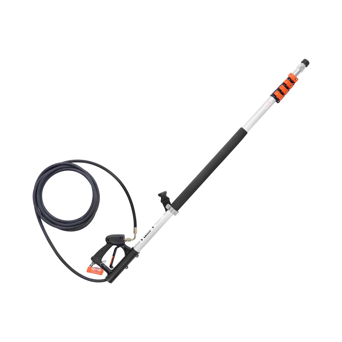 Pressure Washer Telescoping Wand, 24 ft, 4000 psi, Telescopic Spray Wand with Power Washer Extension Wands, Gutter Cleaner, Pivoting Coupler, 7 Spray Nozzle Tips and Adjustable Support Harness