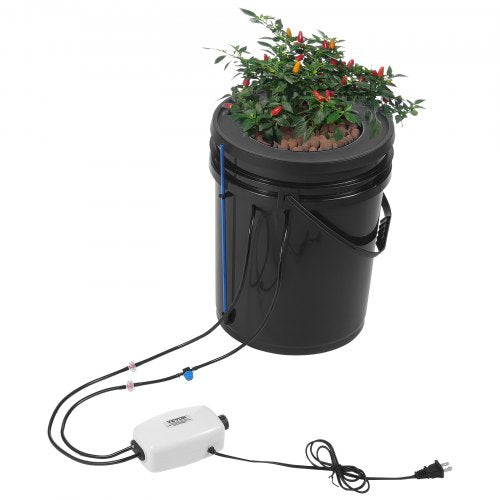 DWC Hydroponics Grow System, Hydroponic Growing System with Top Drip Kit, 5-Gallon Deep Water Culture with Air Pump, Air Stone and Water Level Device for Leafy Vegetables(1 Bucket+Top Drip Kit)
