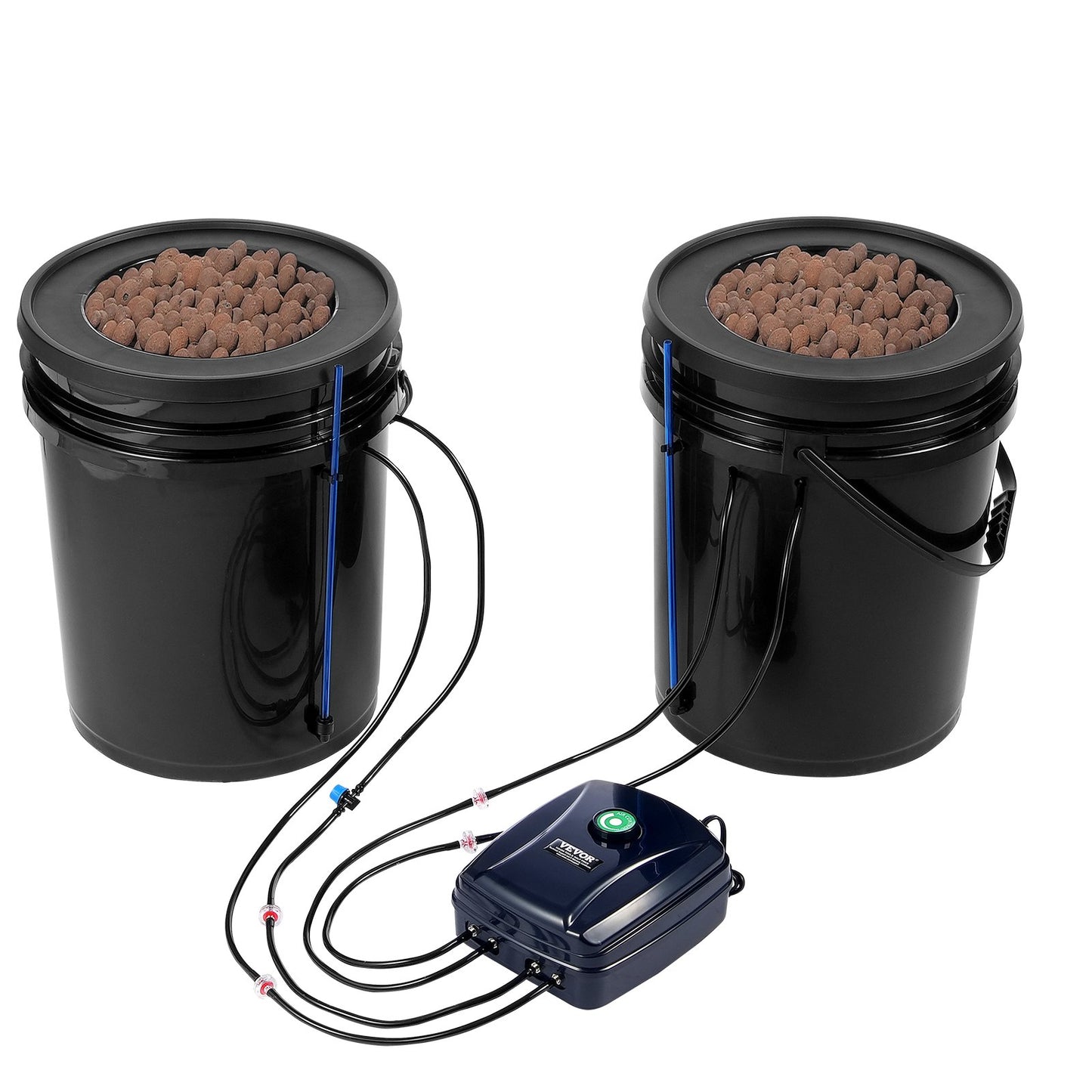 DWC Hydroponics Grow System, Hydroponic Growing System with Top Drip Kit, Deep Water Culture 5-Gallon 2 Buckets, with Air Pump, Air Stones and Water Level Device for Leafy Vegetables