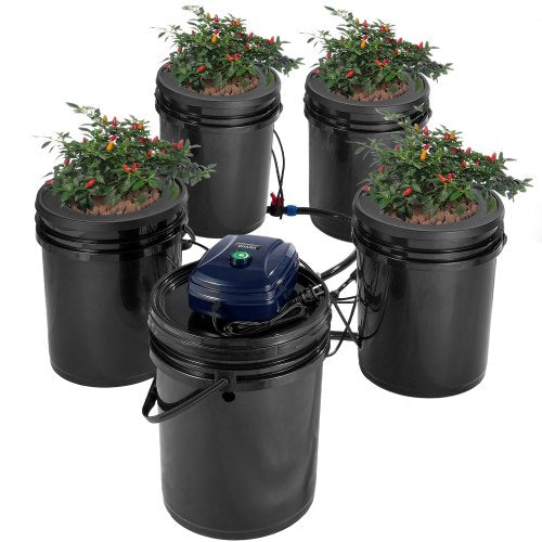 RDWC Hydroponics System Recirculating Deep Water Culture 4 Buckets 18.9 L