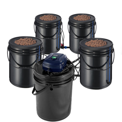RDWC Hydroponics System Recirculating Deep Water Culture 4 Buckets 18.9 L