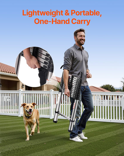 Telescoping Ladder, 5030mm Stainless Steel Lightweight Extension Ladder, Multi-Button Retraction Collapsible Ladders, 150 kg Capacity & Non-Slip Feet, Portable 13-Step Ladders for Home RV Loft