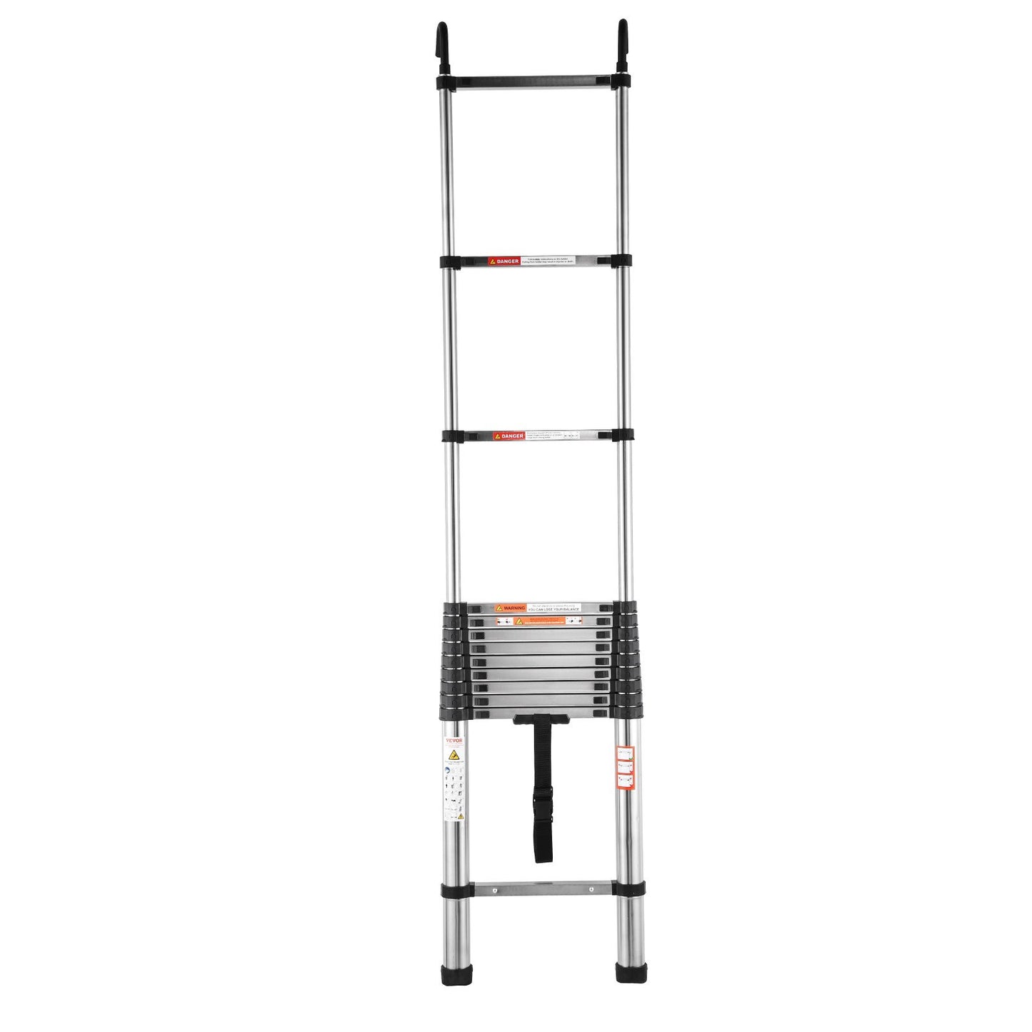 Telescoping Ladder, 5030mm Stainless Steel Lightweight Extension Ladder, Multi-Button Retraction Collapsible Ladders, 150 kg Capacity & Non-Slip Feet, Portable 13-Step Ladders for Home RV Loft