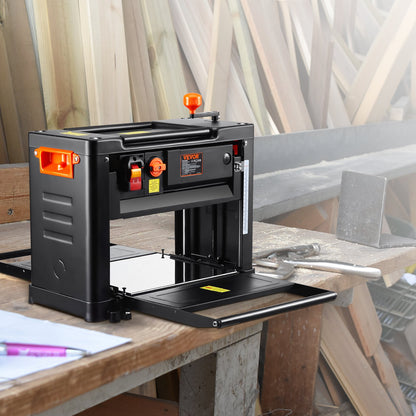 Thickness Planer, Two Speed, 33 cm Width Worktable Benchtop Planer, Three-Blade, 15-Amp 2000W Powerful Motor, 30.5 cm Extended Infeeding Table, Low Noise for both hard & soft wood material removal