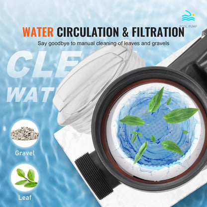 1100 W(1.5HP) Above Ground Pool Pump, 220V-240V, 1450 / 2860 RPM Dual Speed Pump 1100W, 27800 L/H Max. Flow Powerful Pump, Energy Saving Swimming Pool Pump for Above Ground Pool, CE Certification