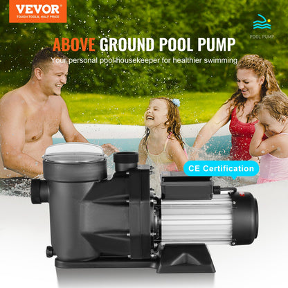 1500 W(2HP) Above Ground Pool Pump, 220V-240V, 1450 / 2860 RPM Dual Speed Pump 1800W, 33000 L/H Max. Flow Powerful Pump, Energy Saving Swimming Pool Pump for Above Ground Pool, CE Certification