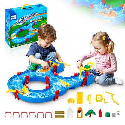 Wassertisch für Kleinkinder, Spielset mit Wasserlauf für Kinder, Sommer-Wasserpark-Spielset für Garten, Rasen und Strand mit 39 Zubehörteilen, sensorischer Spieltisch für Jungen und Mädchen ab 3 Jahren